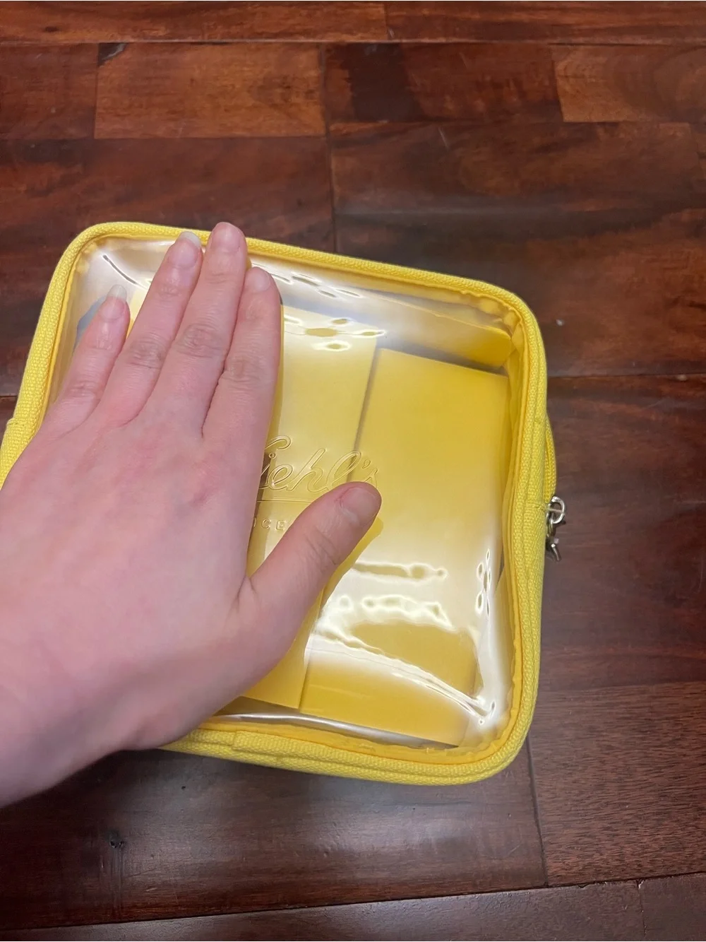 Kiehl's Yellow Plastic Fabric Makeup Bags with Zipper New